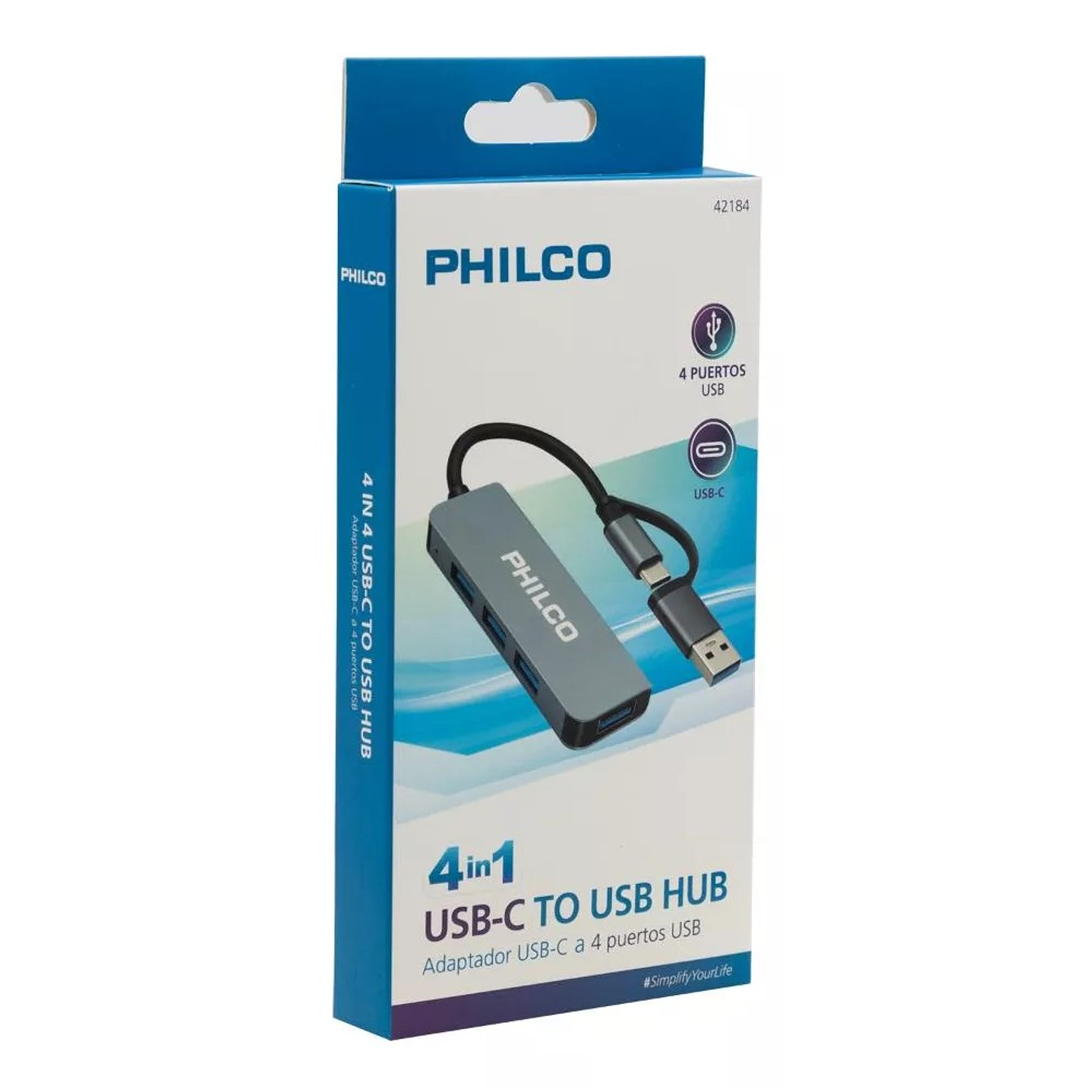 Hub USB Philco 4 En 1 Tipo C A Usb 42184 5