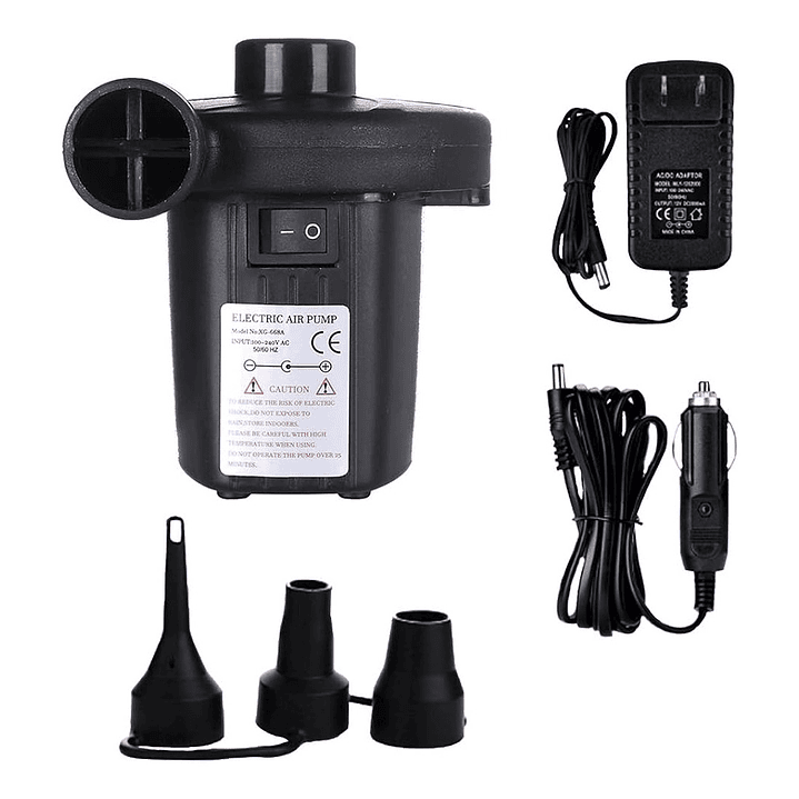 Inflador De Aire Portátil Eléctrico 220/12v 3 Boquillas XG-668A  2