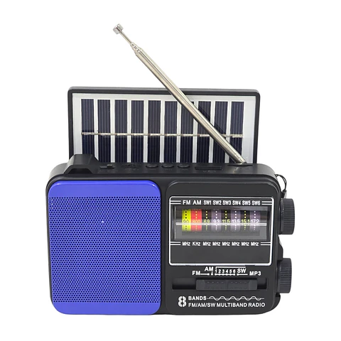 Mini Radio Solar Recargable Tecnolab TL653 USB/SD 8 Bandas
