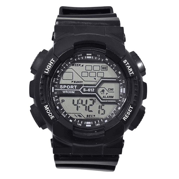 Reloj Deportivo Digital Negro Basic Alarma Cronometro 1