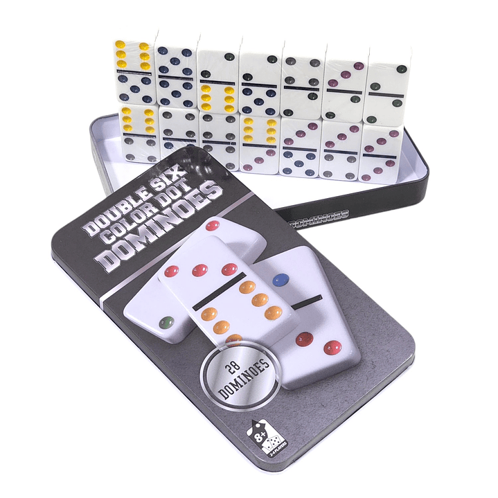 Juego de Domino 28 Pz Double Six Puntos Colores 12036 1