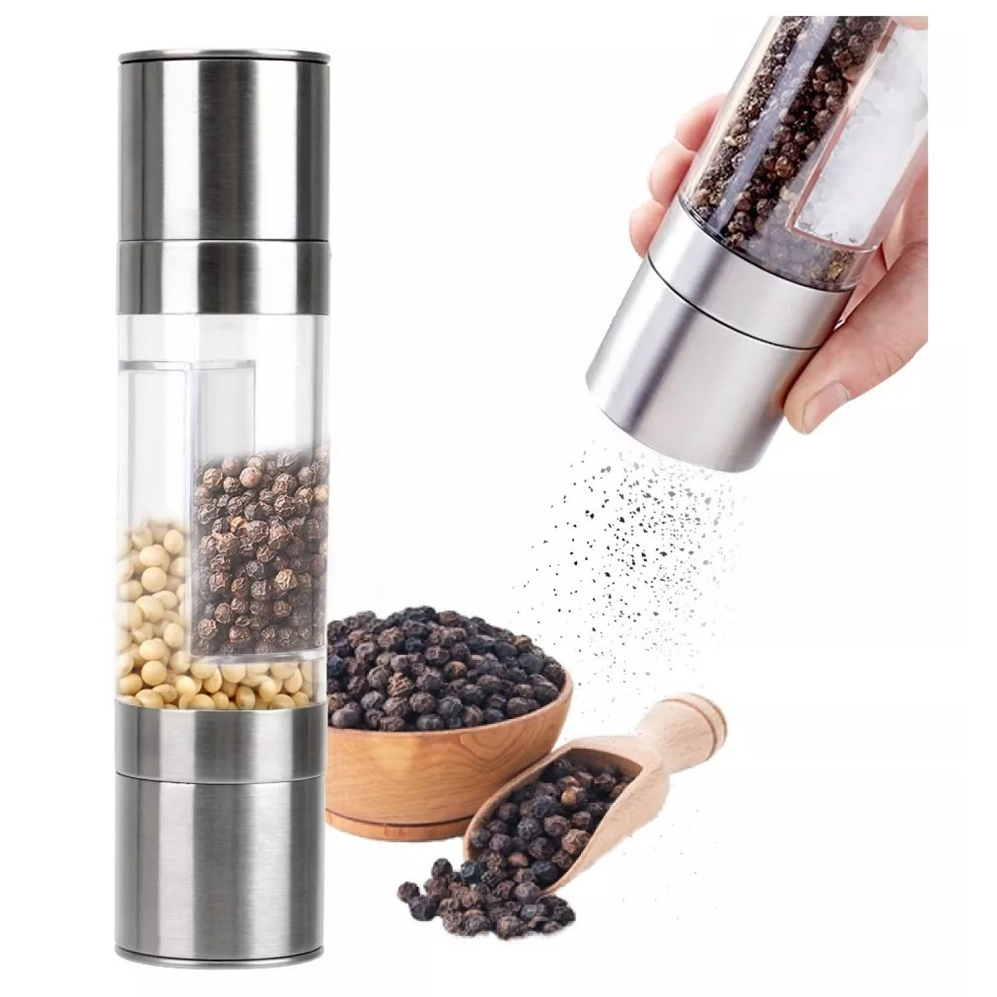Molinillo Molino 2 en 1 Pimienta Sal Acero 14195 2