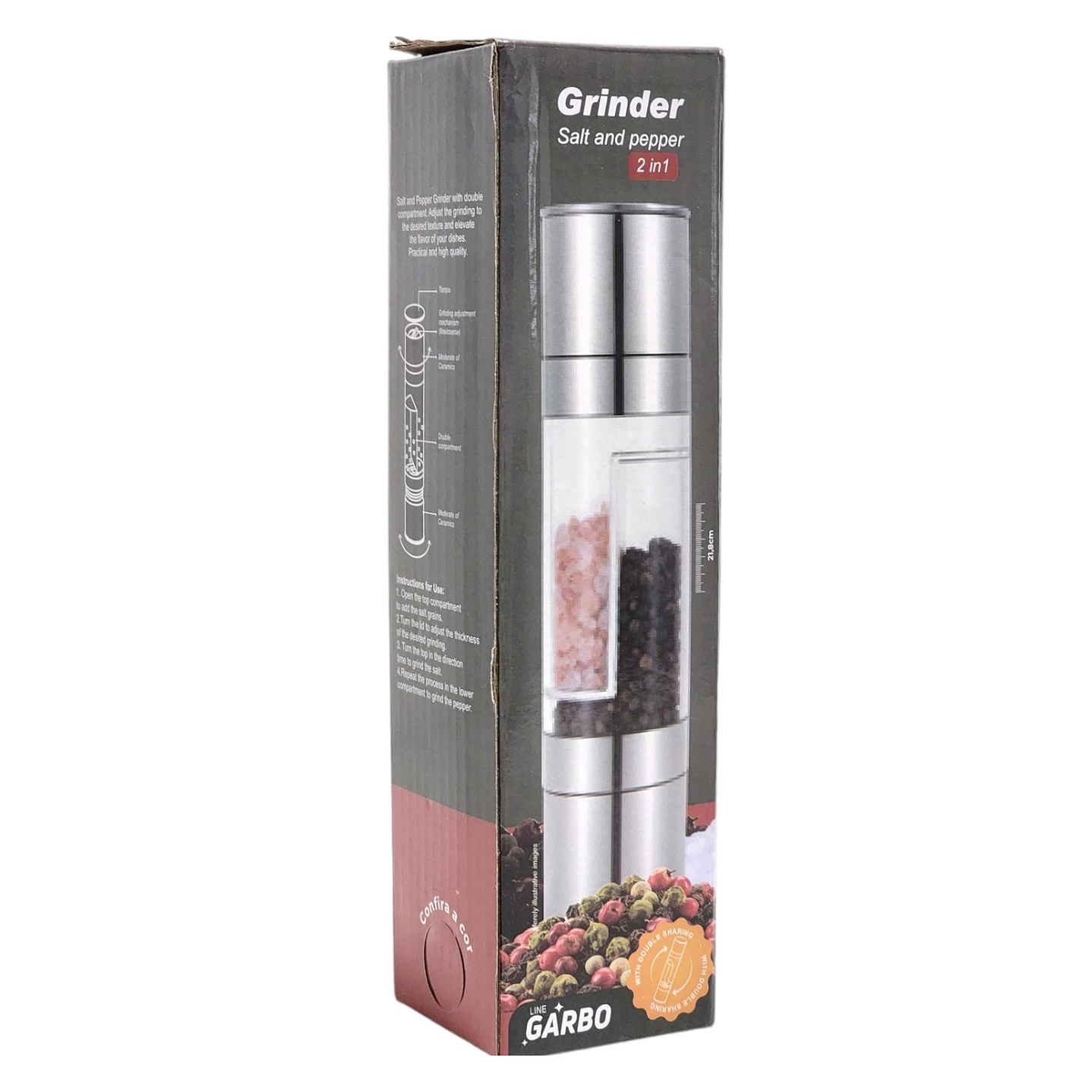 Molinillo Molino 2 en 1 Pimienta Sal Acero 14195 9
