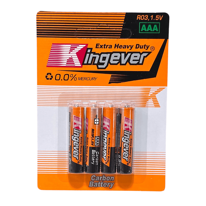 Pack 4 Pilas Kingever AAA Carbon Battery R03 1