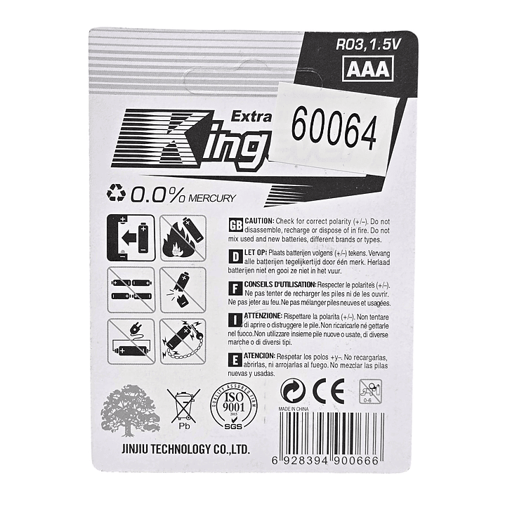 Pack 4 Pilas Kingever AAA Carbon Battery R03 2