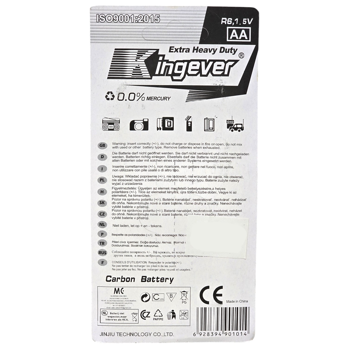 Pack 8 Pilas Kingever AA Carbon Battery R6 2