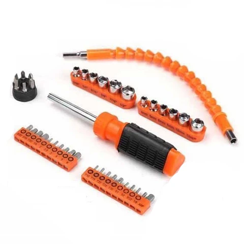 Set Destornillador Dados Extensión Flexible 43 Unidades