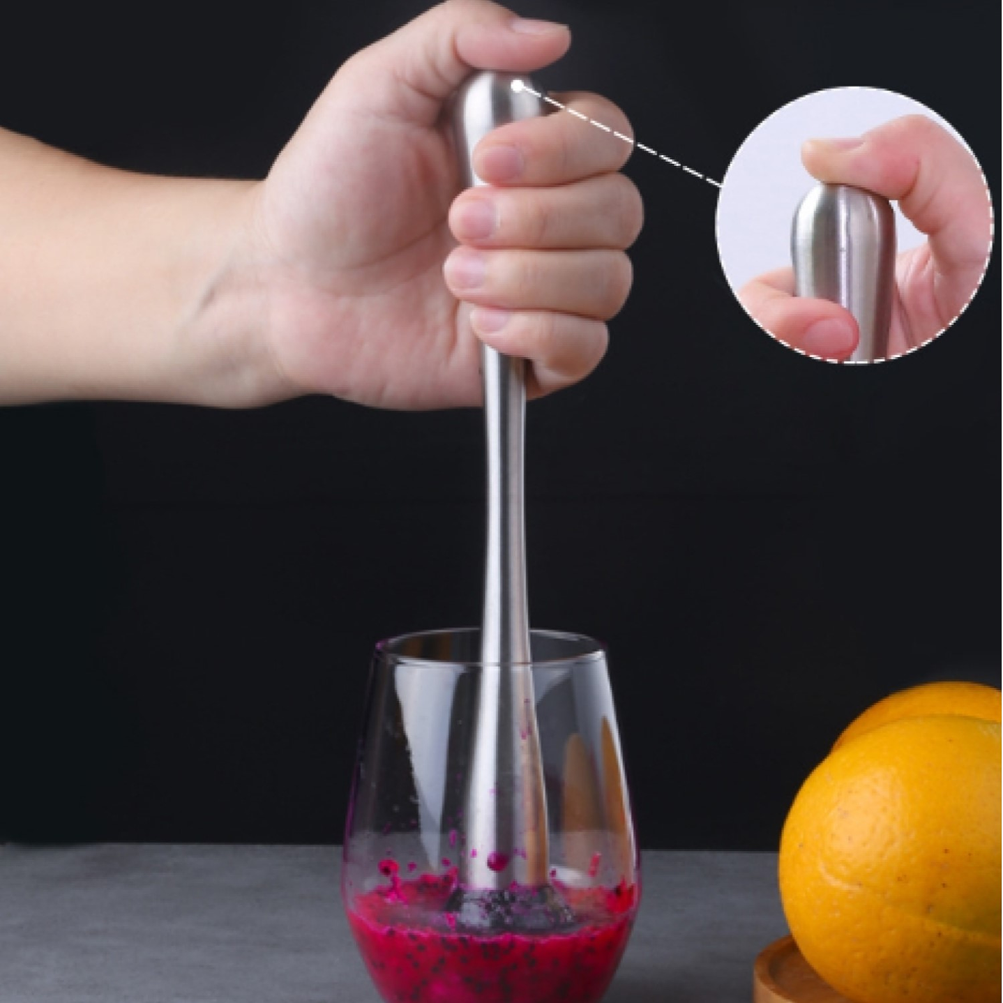 Mortero Triturador Profesional de bar Muddler coctelería 29cm 7