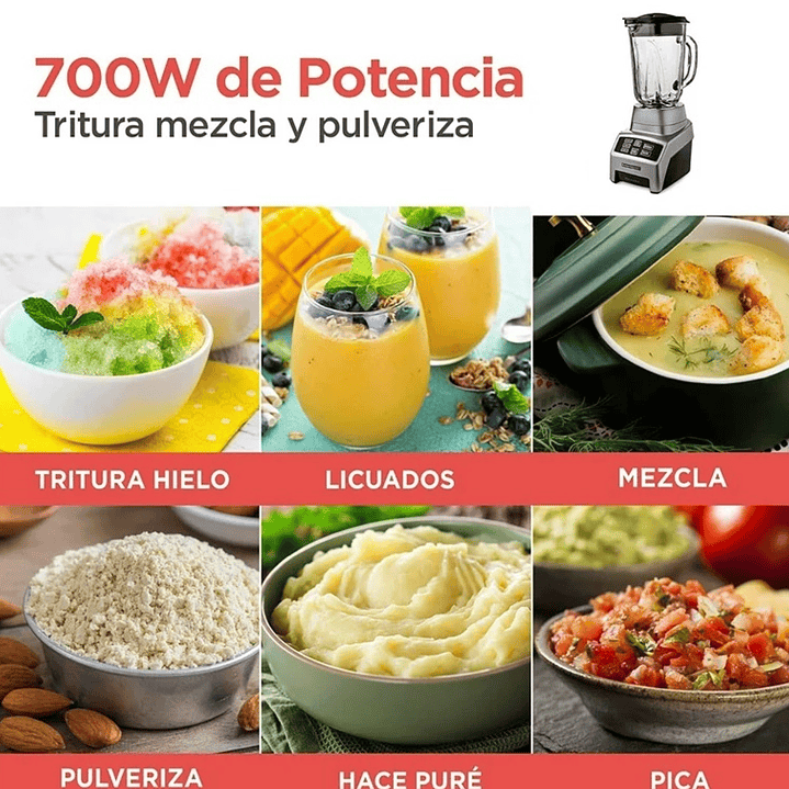 Licuadora Black+Decker 700 Watt 6 Aspas BL1840MS-CL 8