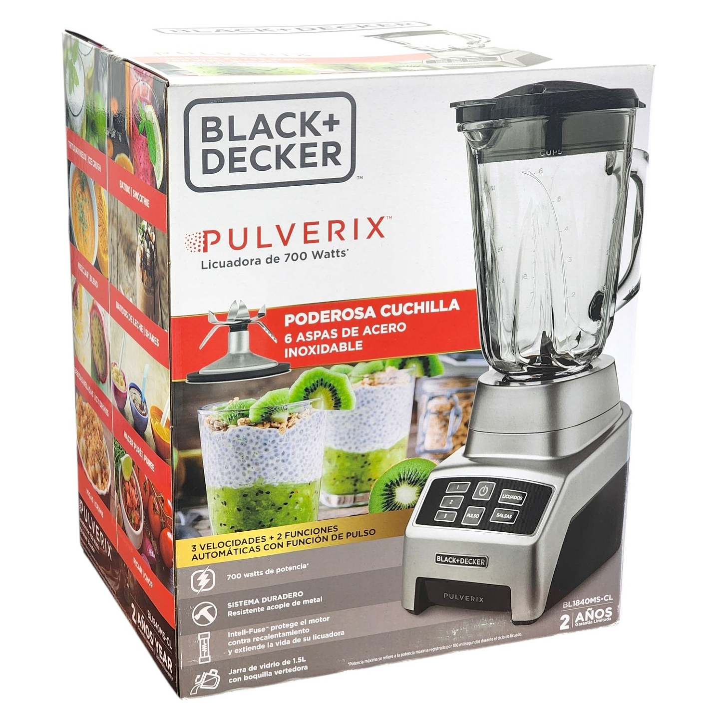 Licuadora Black+Decker 700 Watt 6 Aspas BL1840MS-CL 10