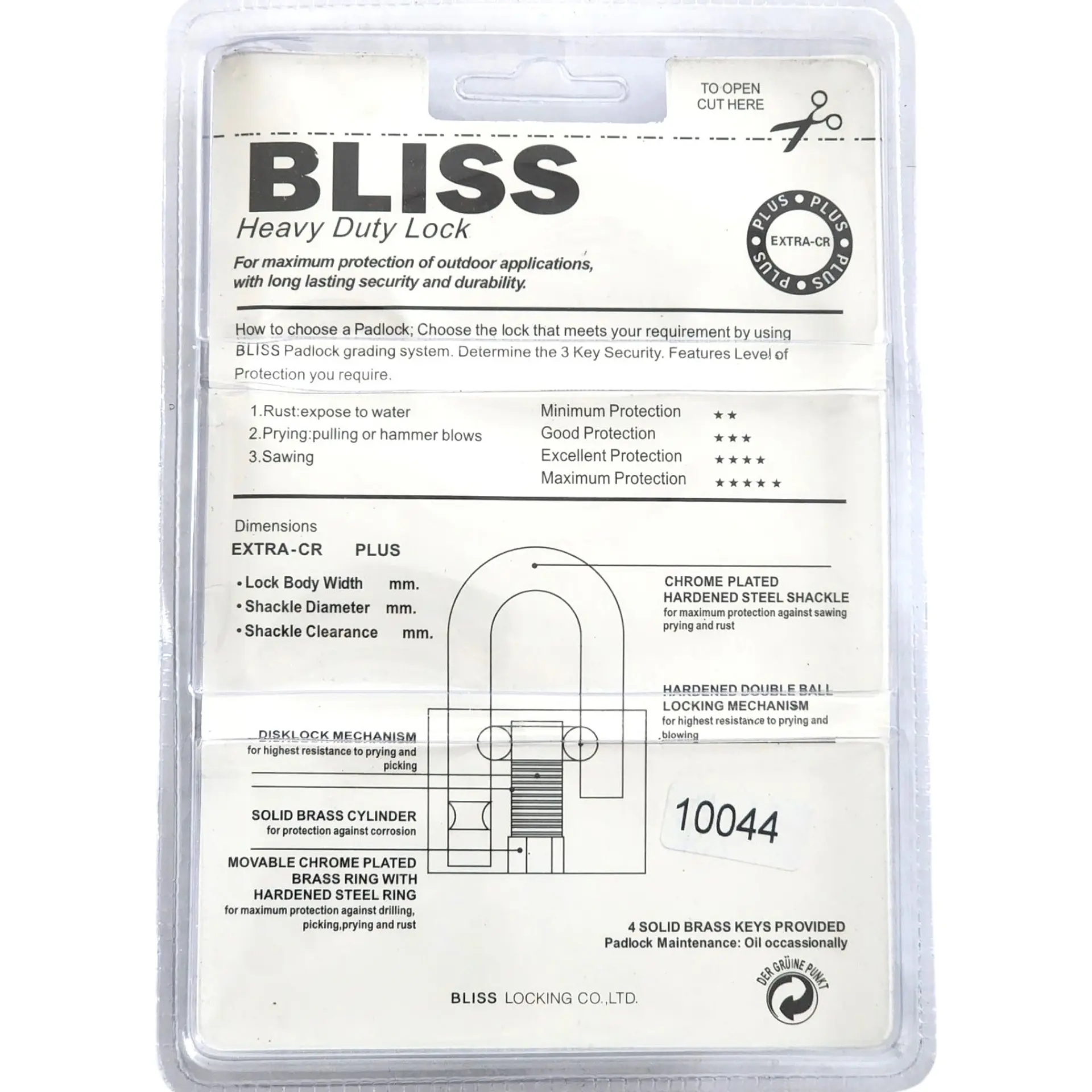 Pack 4 Candados de Seguridad 30mm Gancho Corto / Largo 10044 4