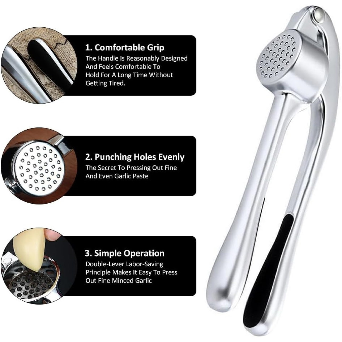 Cortador Prensa Triturador Manual de Ajo Ergonómico 16421 3