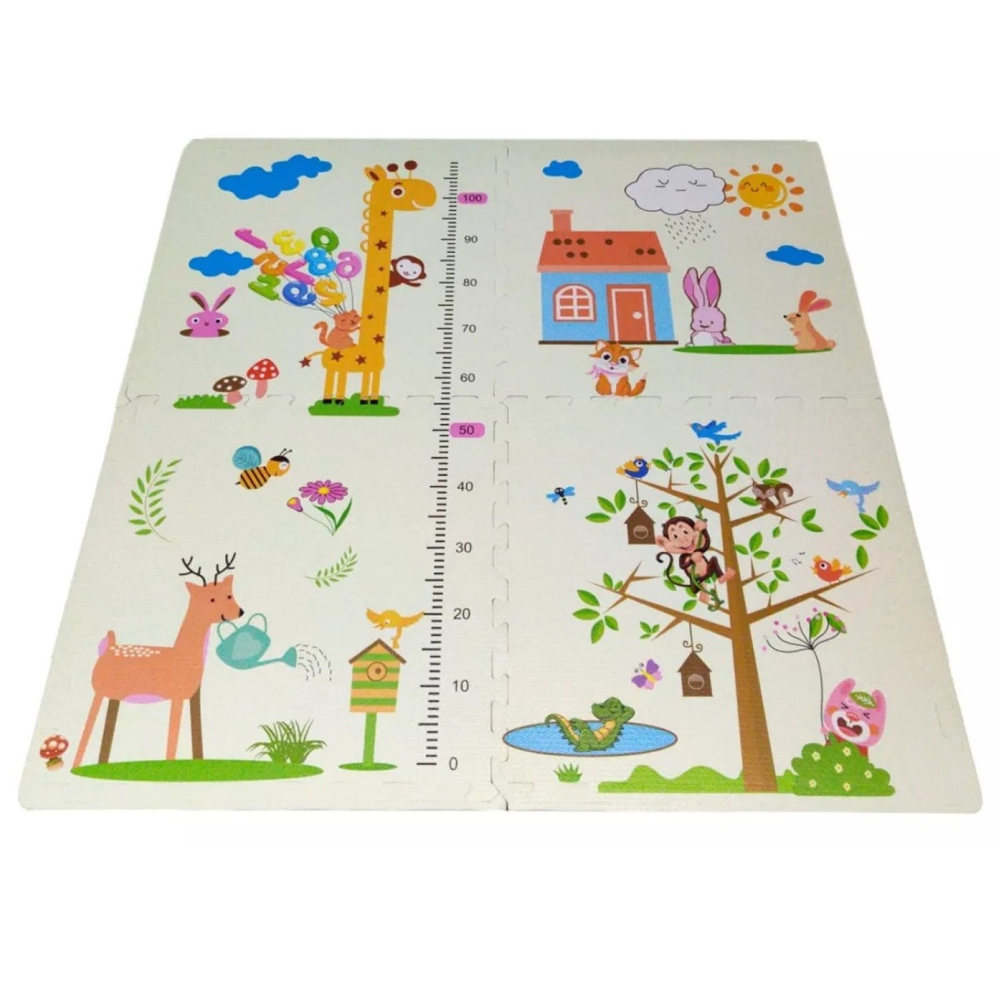 Pack 4 Piso Alfombras Goma Eva 60x60 Diseño Animales 50539 1