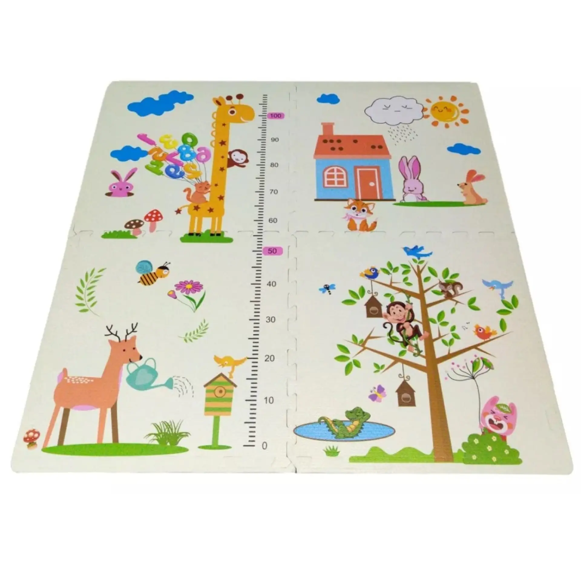 Pack 4 Piso Alfombras Goma Eva 60x60 Diseño Animales 50539 1