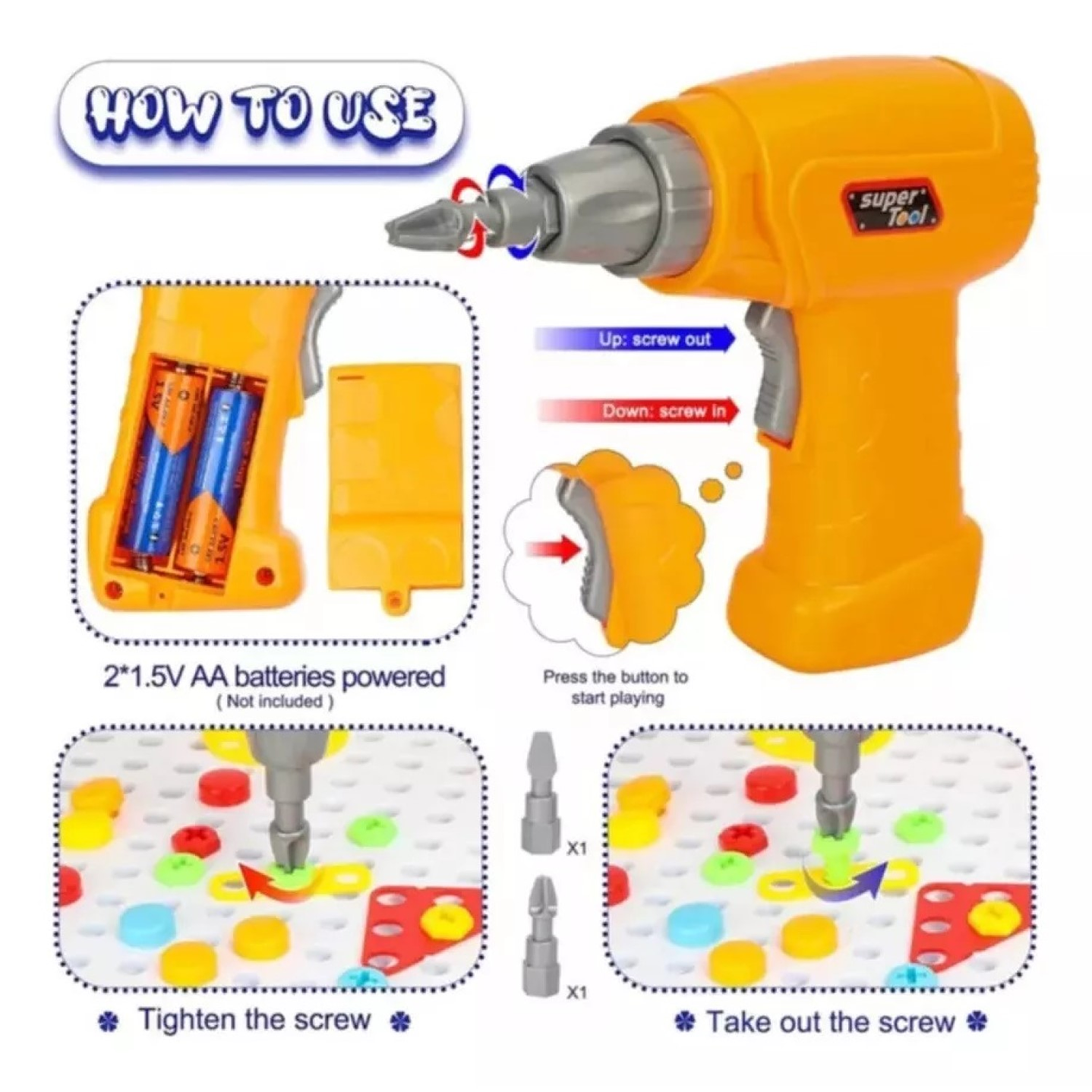 Juego Construcción Con Taladro Eléctrico Niños 55533 6