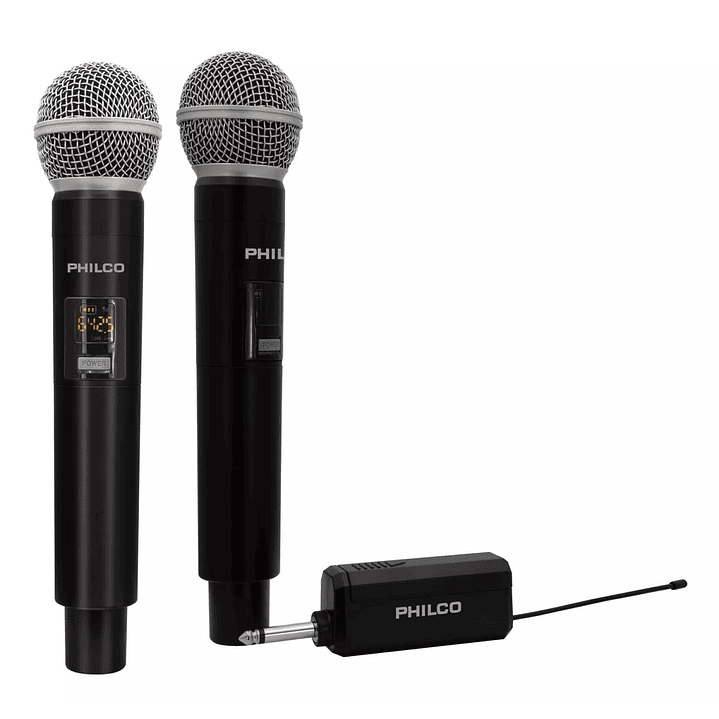 Kit 2 Micrófonos Inalámbricos UHF Recargables Philco WU519 1