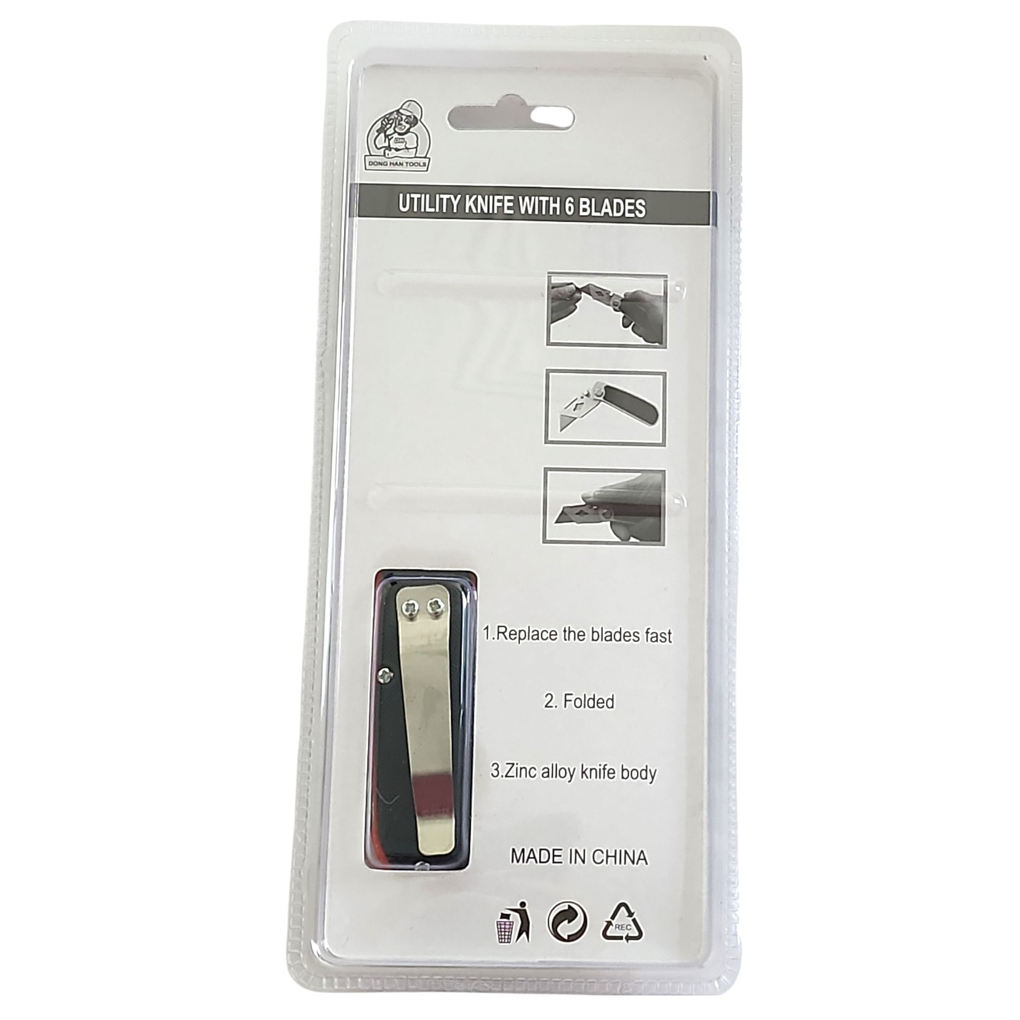 Corta Cartón Cutter Plegable con 6 Hojas de Repuesto 00092 8