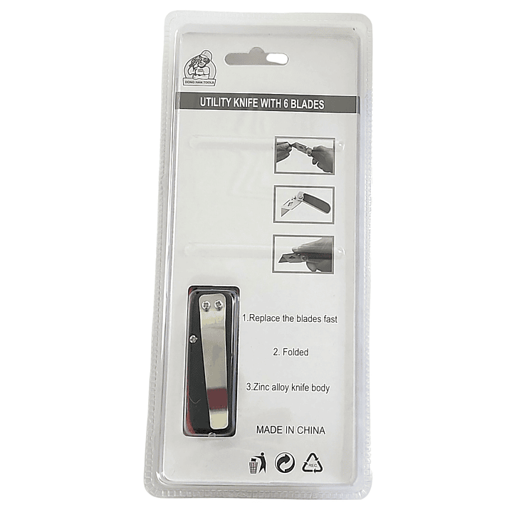 Corta Cartón Cutter Plegable con 6 Hojas de Repuesto 00092 8