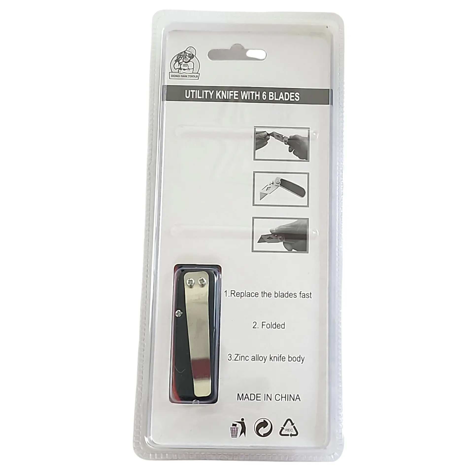 Corta Cartón Cutter Plegable con 6 Hojas de Repuesto 00092 8