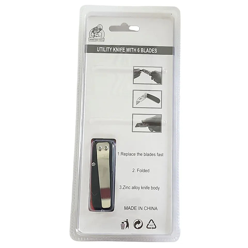Corta Cartón Cutter Plegable con 6 Hojas de Repuesto 00092 8