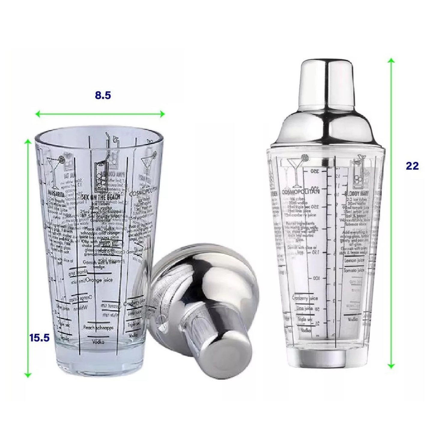 Coctelera Shaker De Vidrio Con Recetas De 400 Ml 14005 6