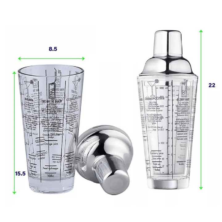Coctelera Shaker De Vidrio Con Recetas De 400 Ml 14005 6