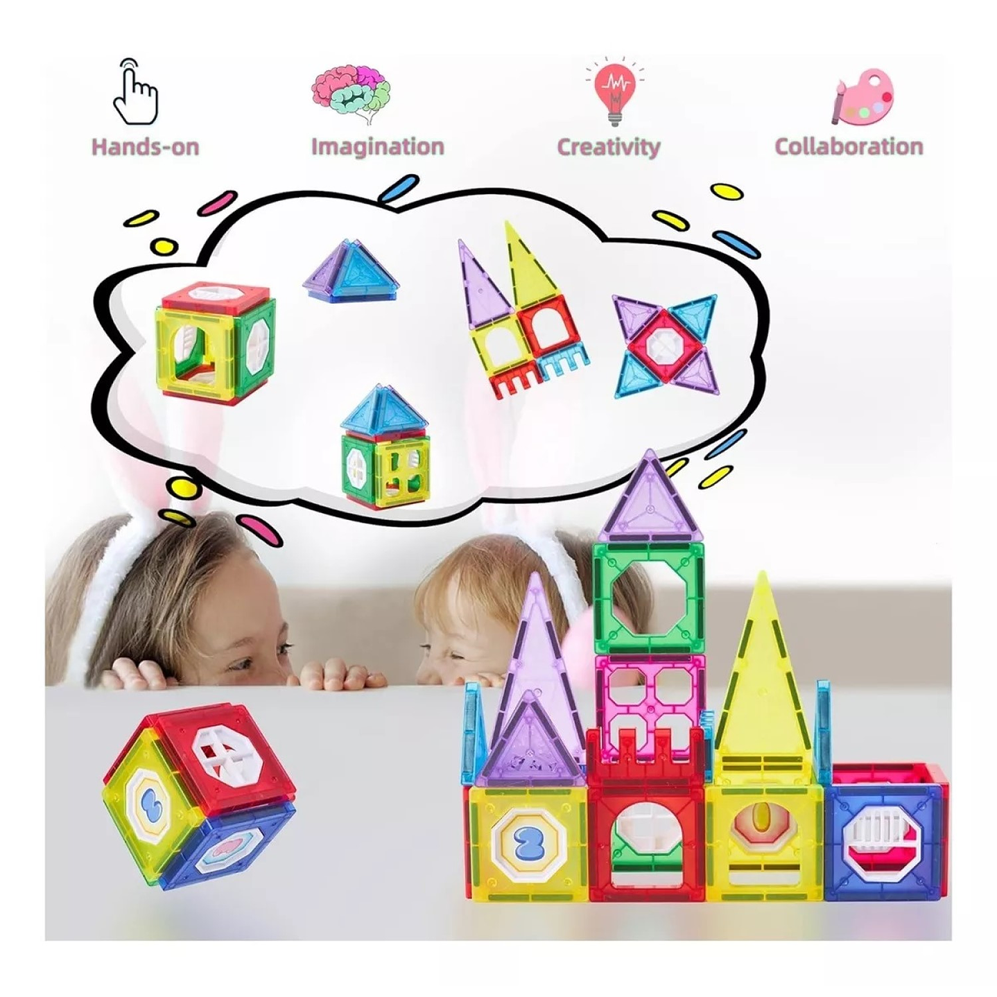 Juego De Bloques Construcción Magnéticos Didácticos 50010 4