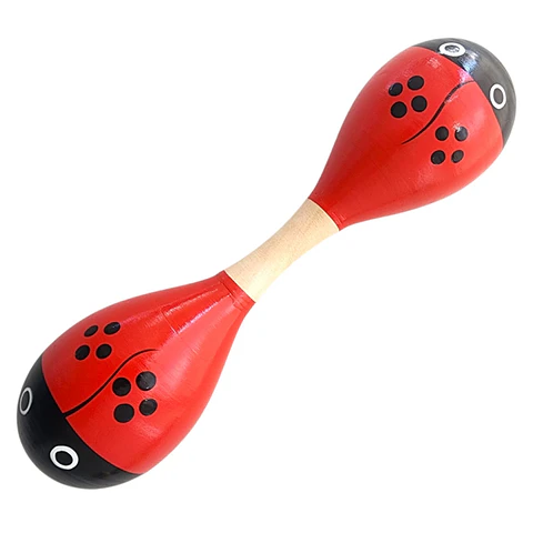 Maraca Doble Martillo de Madera Sonajera Niños Roja 55503