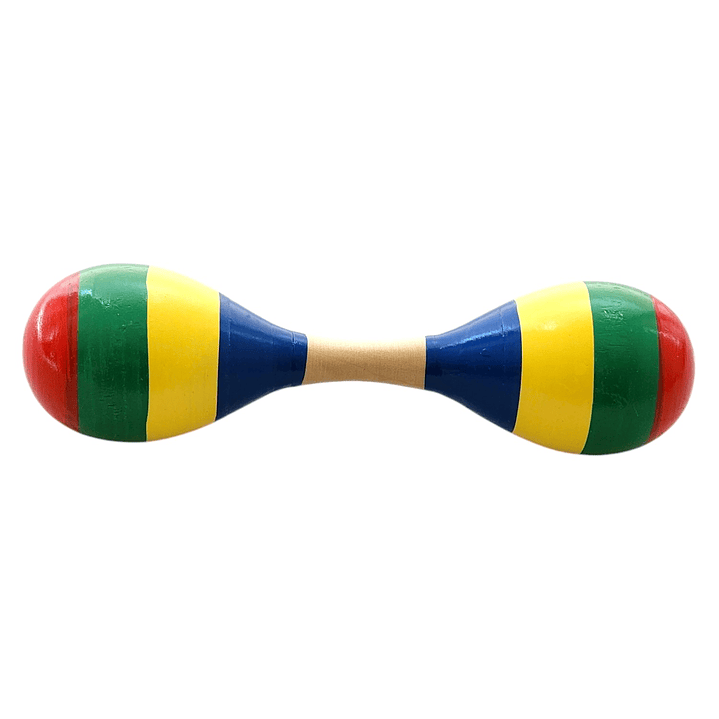 Maraca Doble de Madera Sonajera Niños Franjas Colores 55503 3