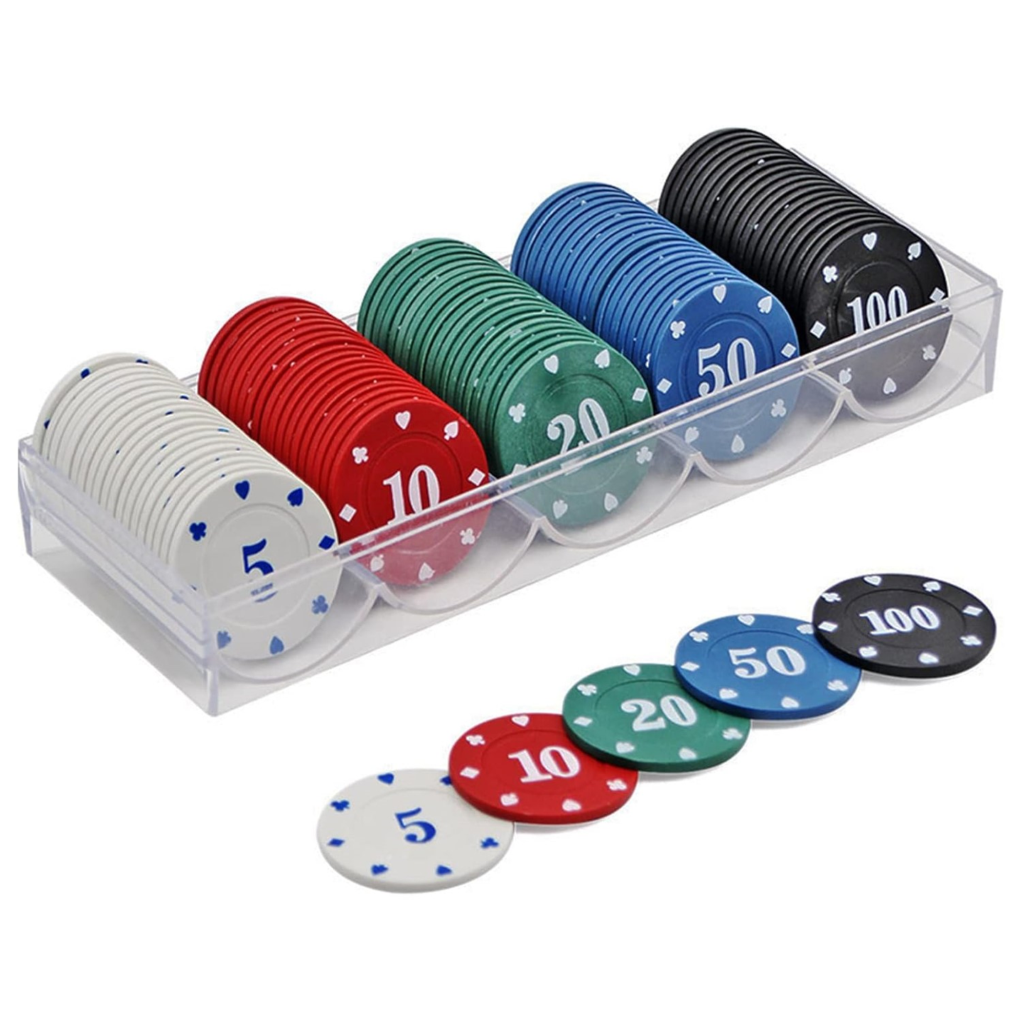 Juego de 100 Fichas de Póquer en 5 Colores 12045 1