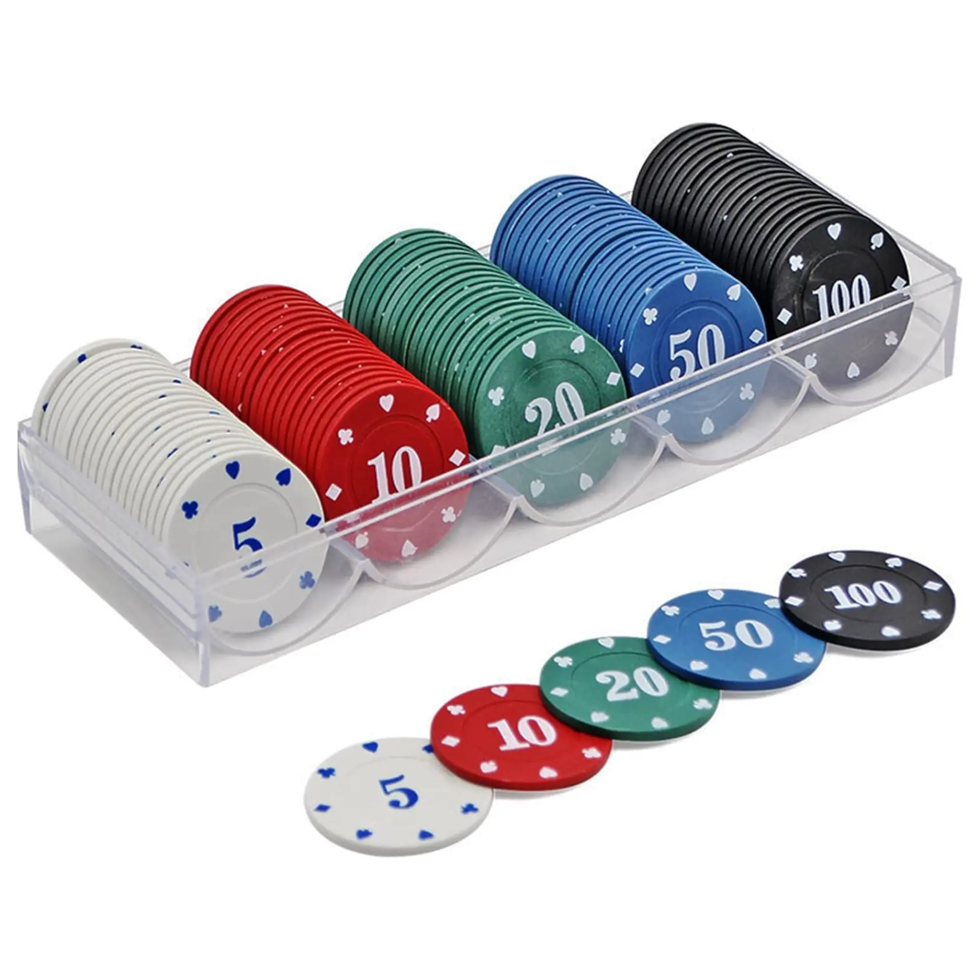 Juego de 100 Fichas de Póquer en 5 Colores 12045 1