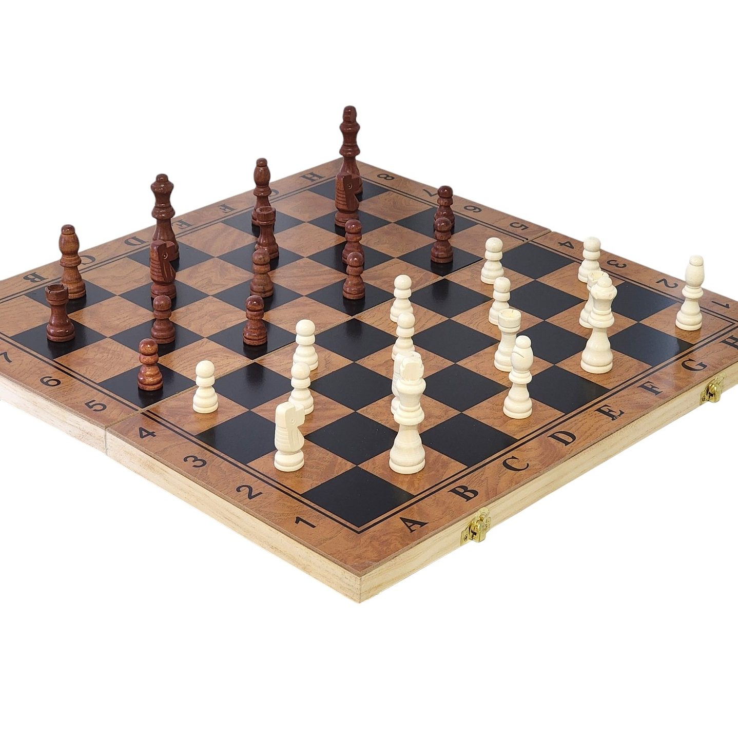 Juego de Madera 3 en 1: Ajedrez, Damas, Backgammon Plegable  1