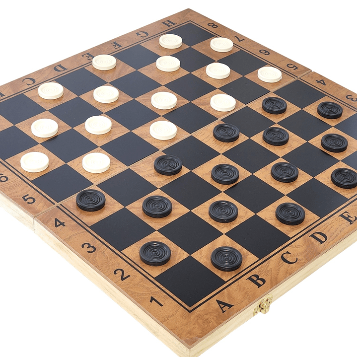 Juego de Madera 3 en 1: Ajedrez, Damas, Backgammon Plegable  2