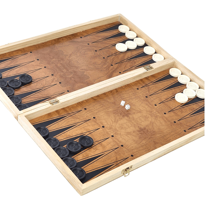 Juego de Madera 3 en 1: Ajedrez, Damas, Backgammon Plegable  3