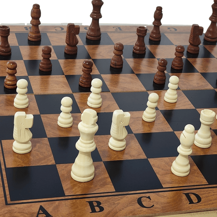 Juego de Madera 3 en 1: Ajedrez, Damas, Backgammon Plegable  4