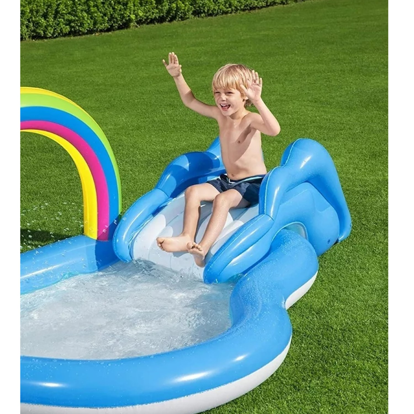 Piscina Play Center Arco Iris Inflable Tobogán Bestway 53092 3