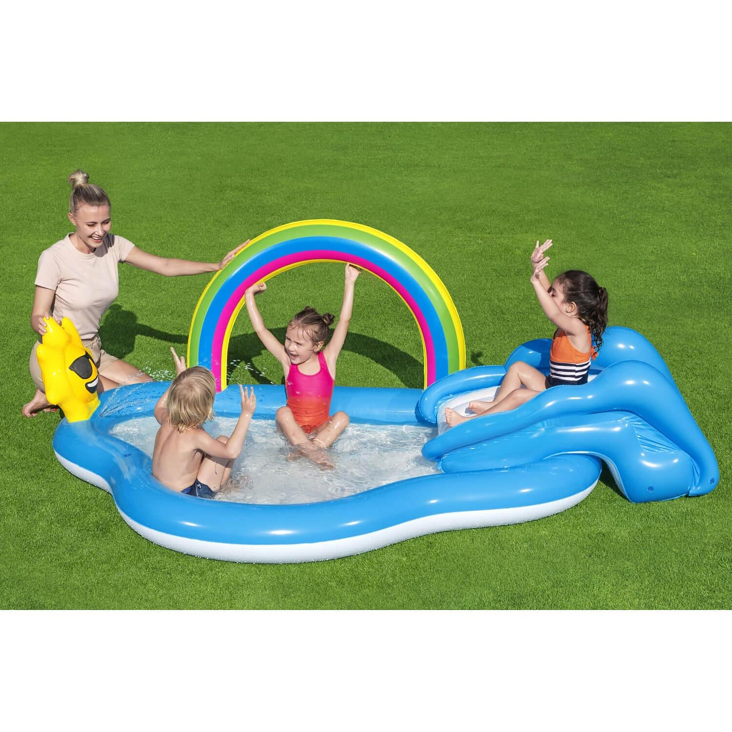 Piscina Play Center Arco Iris Inflable Tobogán Bestway 53092 5