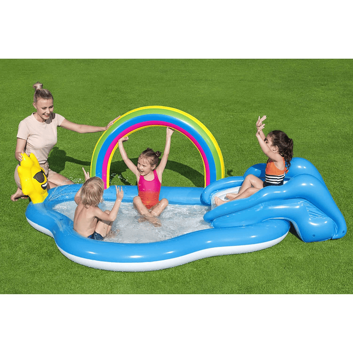 Piscina Play Center Arco Iris Inflable Tobogán Bestway 53092 5