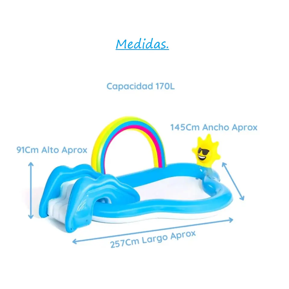 Piscina Play Center Arco Iris Inflable Tobogán Bestway 53092 8