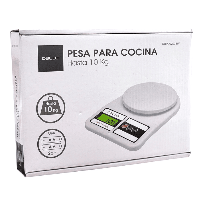 Balanza Pesa para Cocina Digital Tara 10kg DBPDWS33W 7