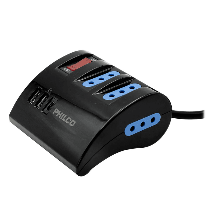 Alargador Extensión Philco 3 POS 2 USB 1 Tipo C Negro 2