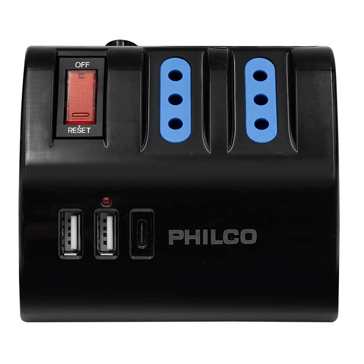 Alargador Extensión Philco 3 POS 2 USB 1 Tipo C Negro 3
