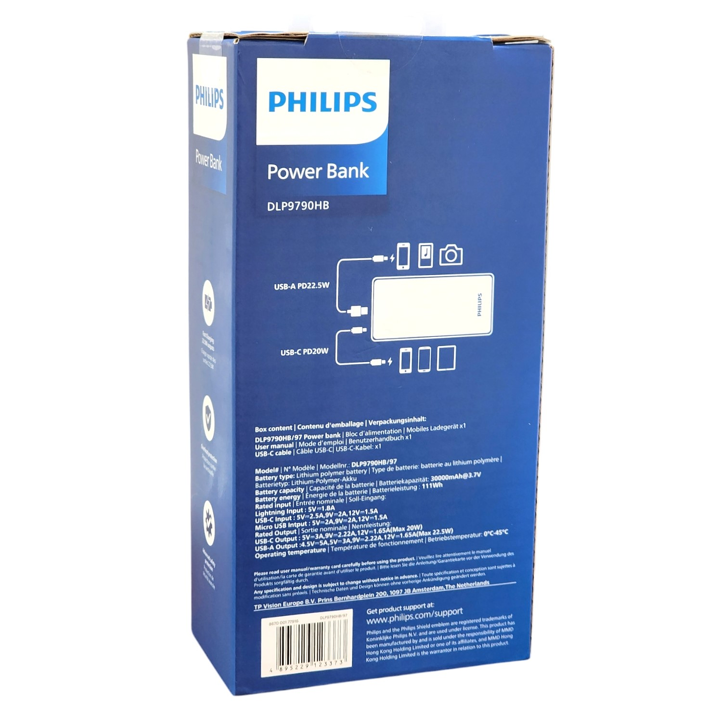Power Bank 30000 Mah 22.5w Carga Rápida Philips USB-C 6