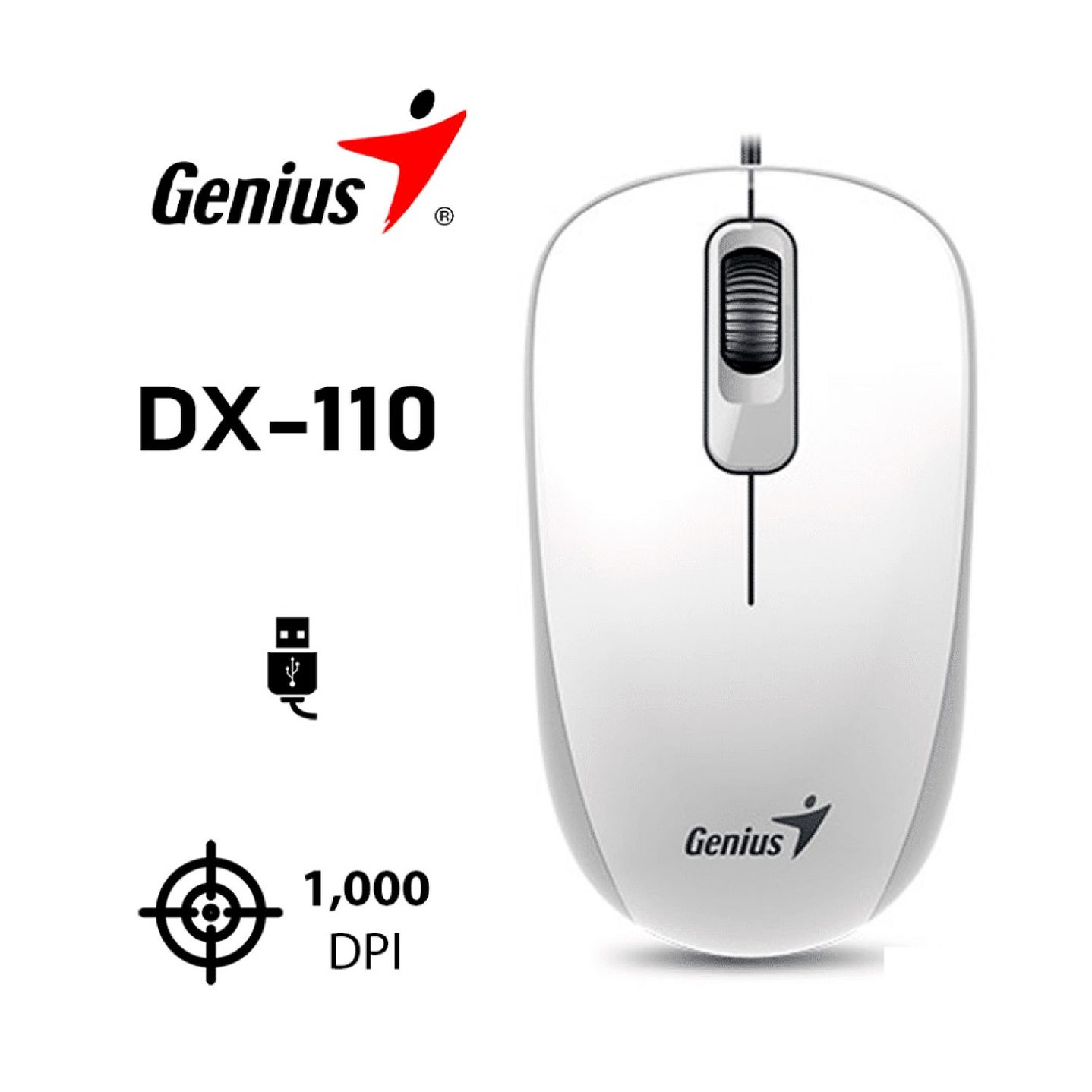 Mouse Óptico USB DX-110 Genius 3 Botones Blanco 7