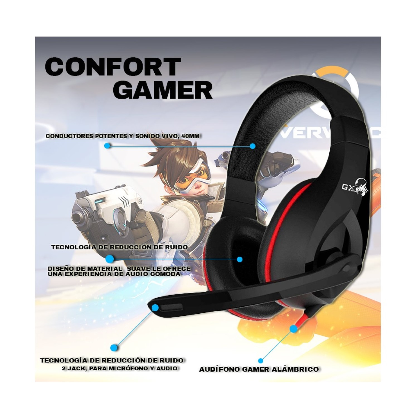 Audífonos Gamer Cable 2mt Jack 3.5 Headset Hs-G560 Genius 6