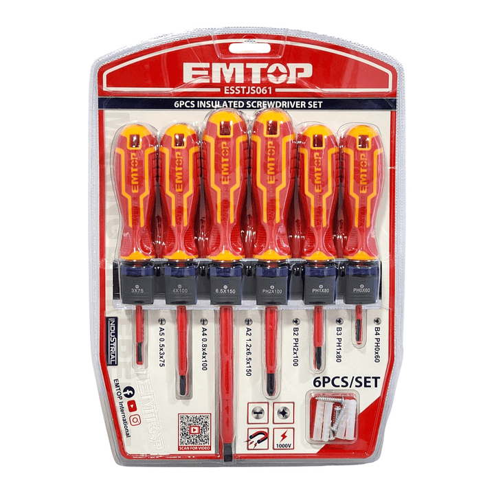 Kit 6 Destornilladores Aislados 1000v Emtop ESSTJS061 1