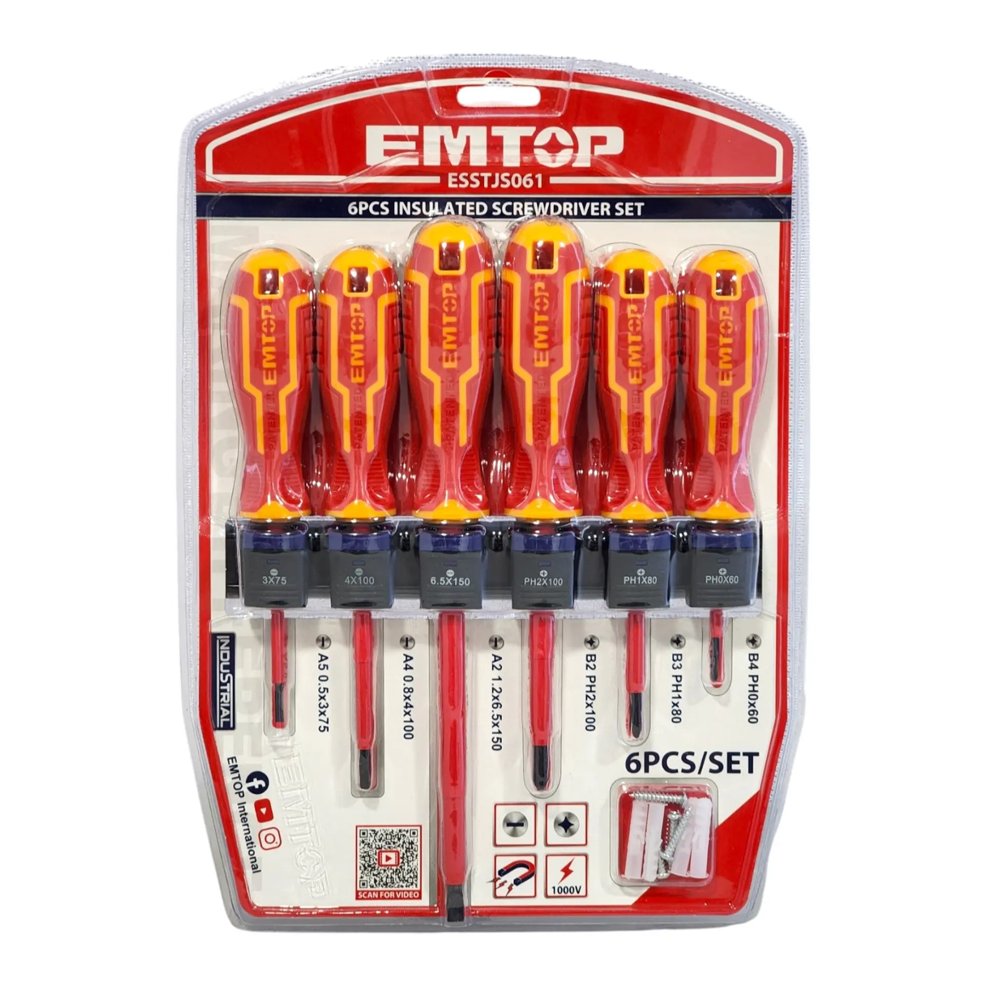 Kit 6 Destornilladores Aislados 1000v Emtop ESSTJS061 1