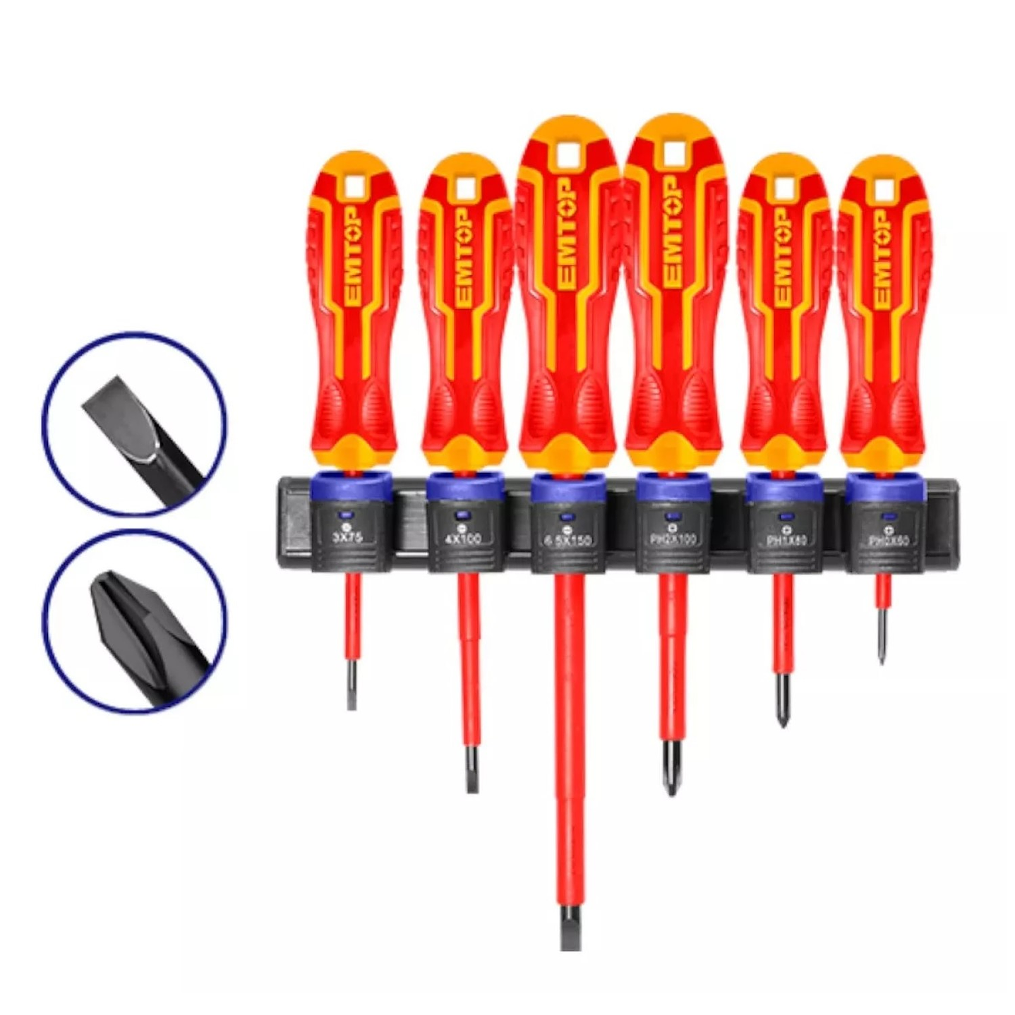 Kit 6 Destornilladores Aislados 1000v Emtop ESSTJS061 2