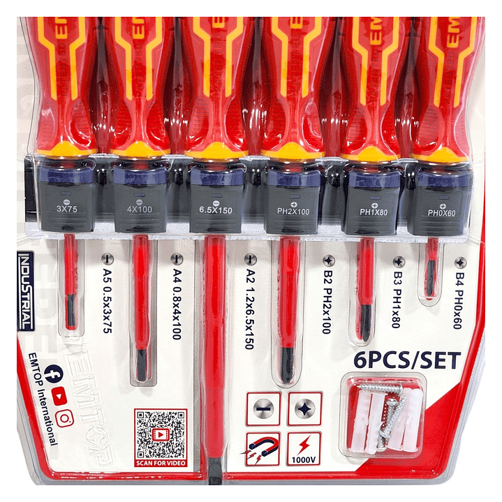 Kit 6 Destornilladores Aislados 1000v Emtop ESSTJS061 3