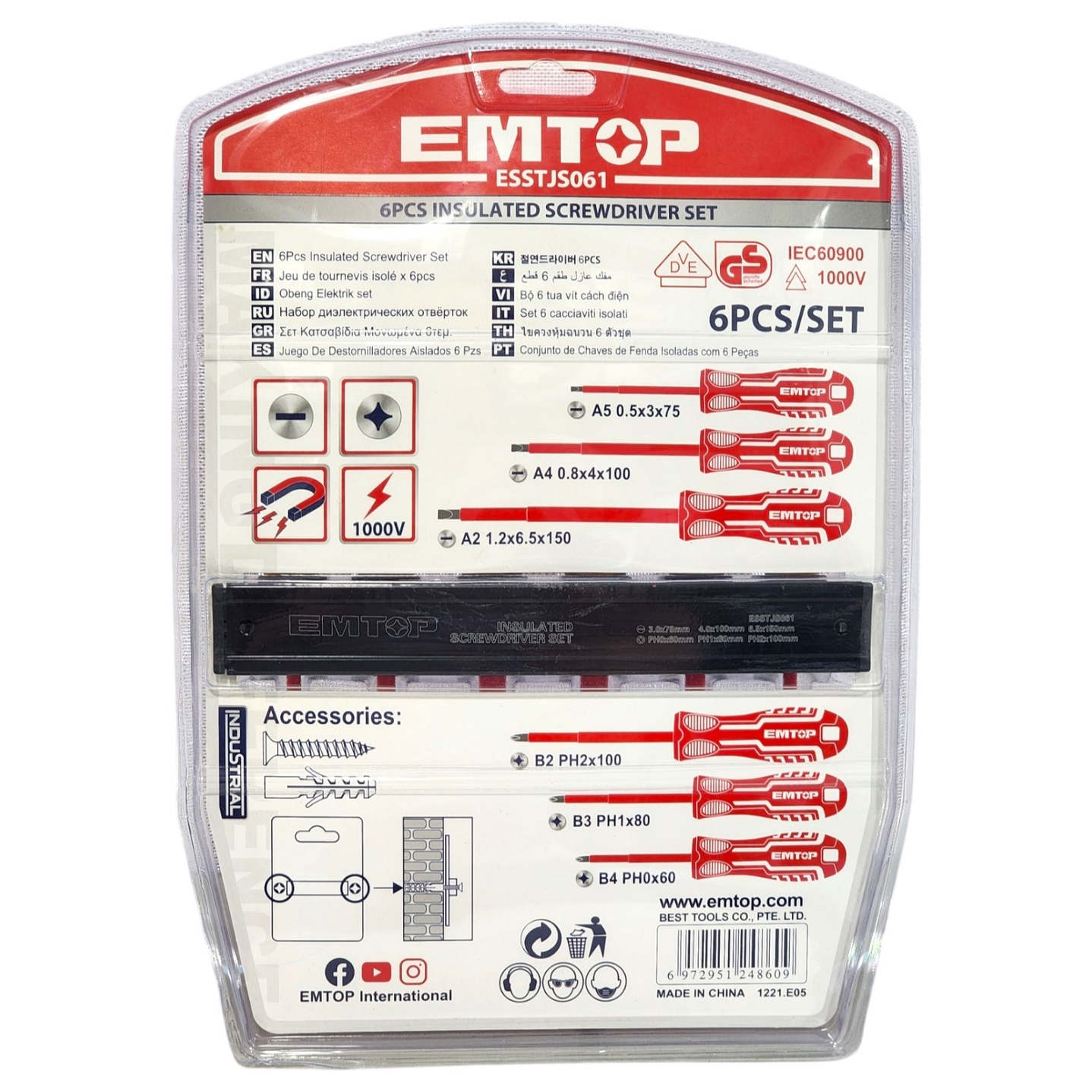 Kit 6 Destornilladores Aislados 1000v Emtop ESSTJS061 6